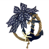 Paradise Wreath Boutique 12 inch nautical rope wreath with navy anchor bow