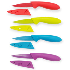 Colorful paring knife with sheath covers from Handy Housewares
