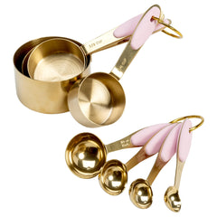 Paris Hilton measuring cups set in stainless steel with pink silicone handle