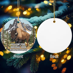 Park Scene Christmas Ornament featuring mountains and pines