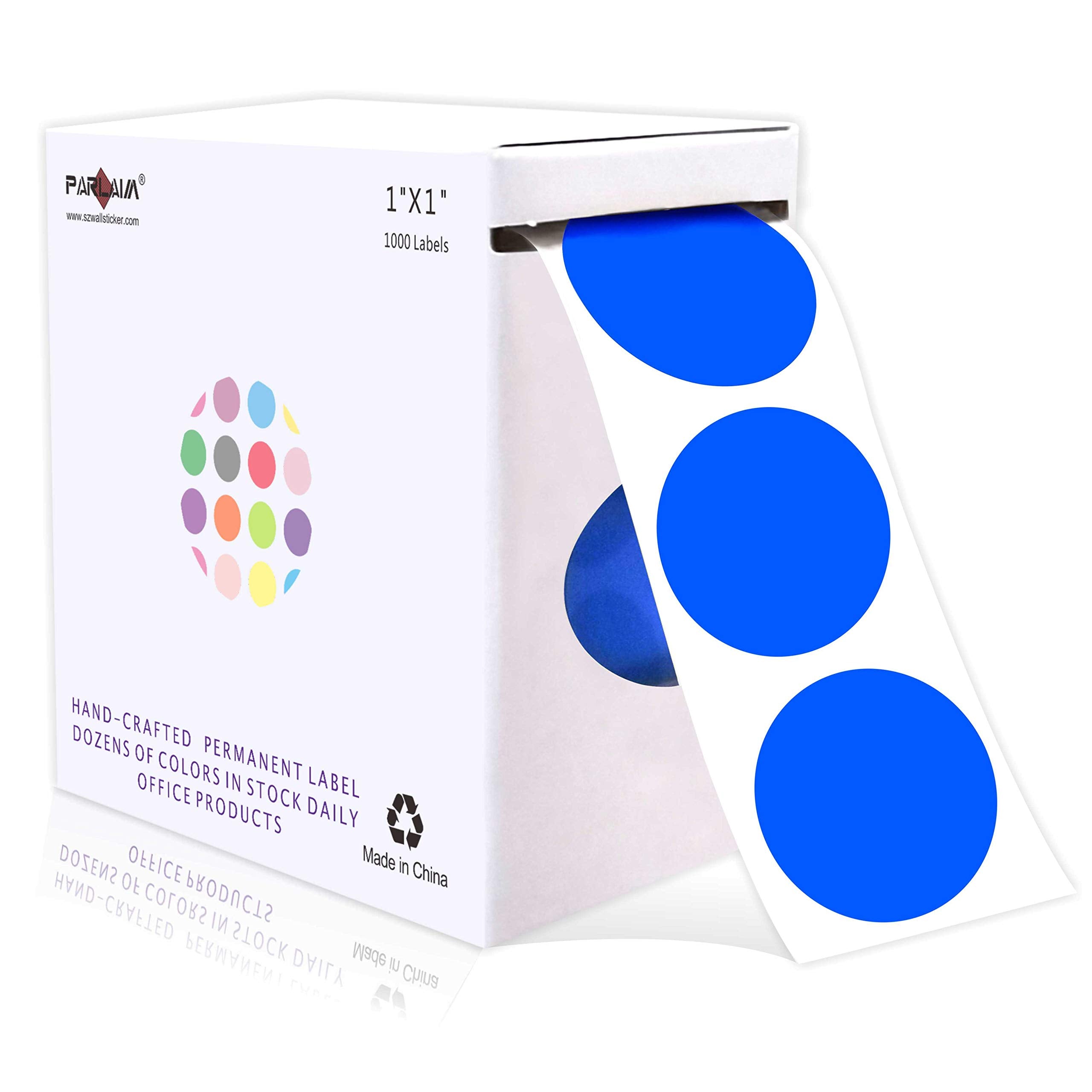 PARLAIM 1 inch round blue dot stickers on roll for labeling