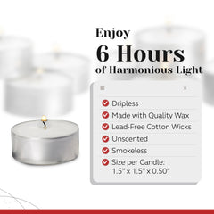 Unscented tealight candles by PARNOO with metal cups