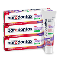Parodontax Strengthen and Protect Fresh Mint toothpaste 3 pack packaging