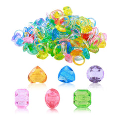 PASEMM 100Pcs gem rings set in bright colors