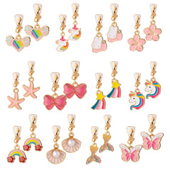 PASEMM 12 pairs kids clip-on earrings unicorn designs
