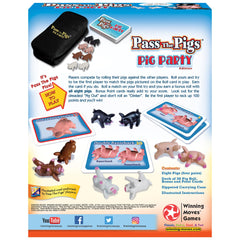 Zippered carrying case and illustrated instructions for Pass The Pigs Pig Party