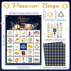Pesach Passover bingo cards with marking chips and calling chip