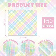 Pastel Plaids wax paper 9.8 x 8.3 inch sheets for food