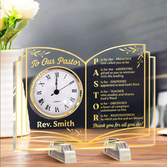 Pastor Appreciation Gift acrylic desk clock with base