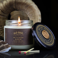 Patchouli Violet Clove scent soy candle vegan hand poured