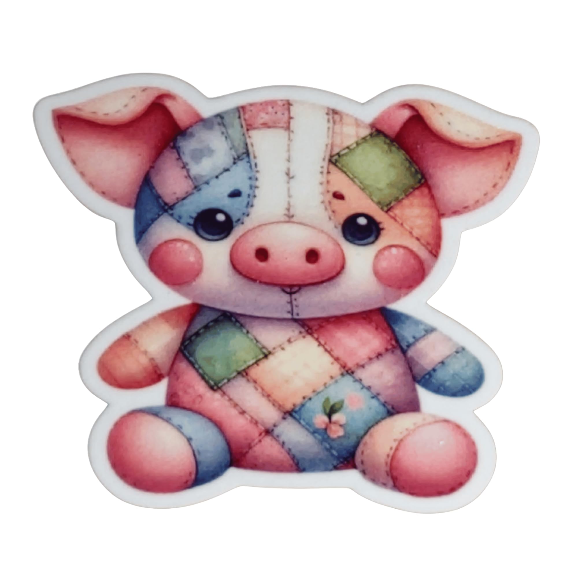 Patchwork pig magnetic needle minder with pastel patchwork pattern
