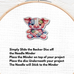 Sweet pink snout on handmade inspired needle minder