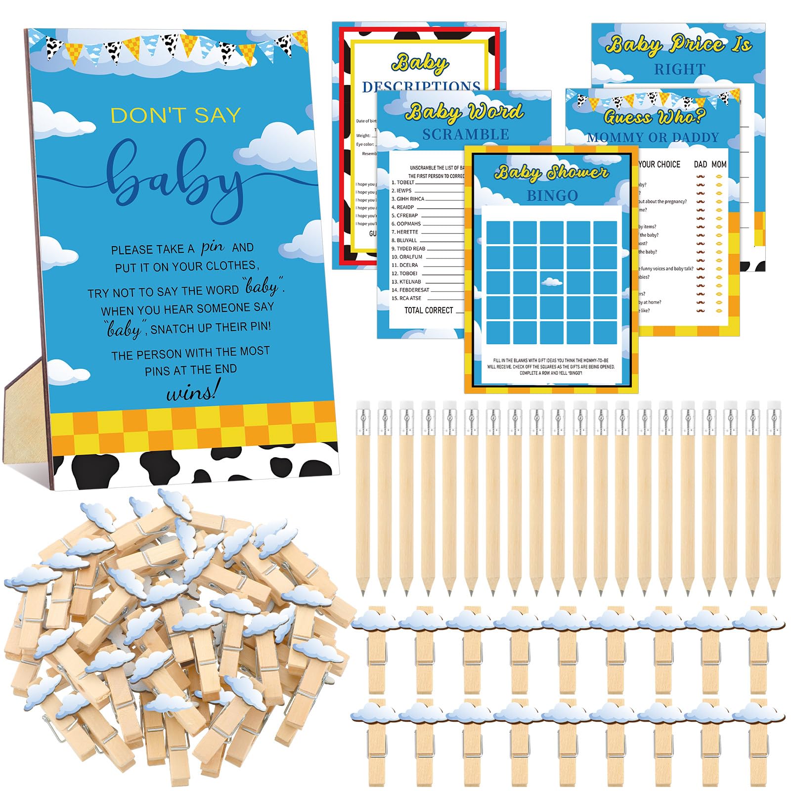 Patelai 321 piece boy story baby shower games set