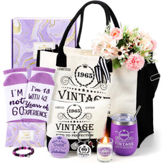 Patelai 60th birthday gifts for women tote bag and makeup bag set