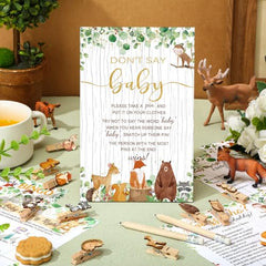 Wooden don't say baby sign with Patelai woodland set