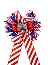 Patriotic Christmas Wreath Bow product view 12 inch wide