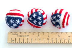 Patriotic felt balls close up handmade wool