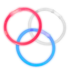 Patriotic glow sticks with 70 connectors for bracelets and necklaces