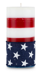 Blue Star ribbon accent candle in a 3x6 patriotic set