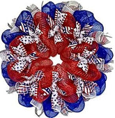 Patriotic wreath 24 inch with royal blue outer ring and red inner ring