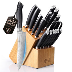 PAUDIN 17-piece knife set with wooden block