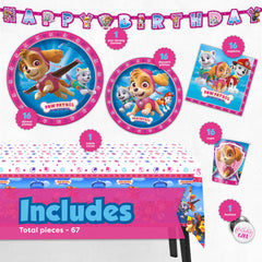 Skye and Everest themed Paw Patrol party decorations for 16 guests