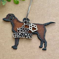 Antiqued zinc alloy charms on Labrador ornament
