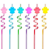 Paw print drinking straws set for pet birthday party