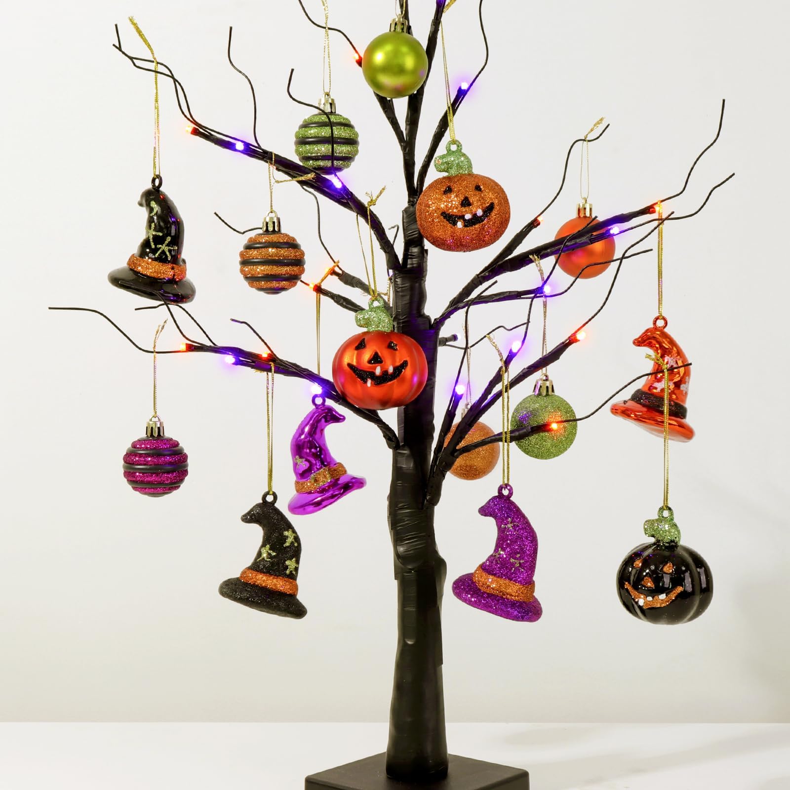 Pawliss Halloween Decor Black Tree 23 inch tall with 24 LED lights