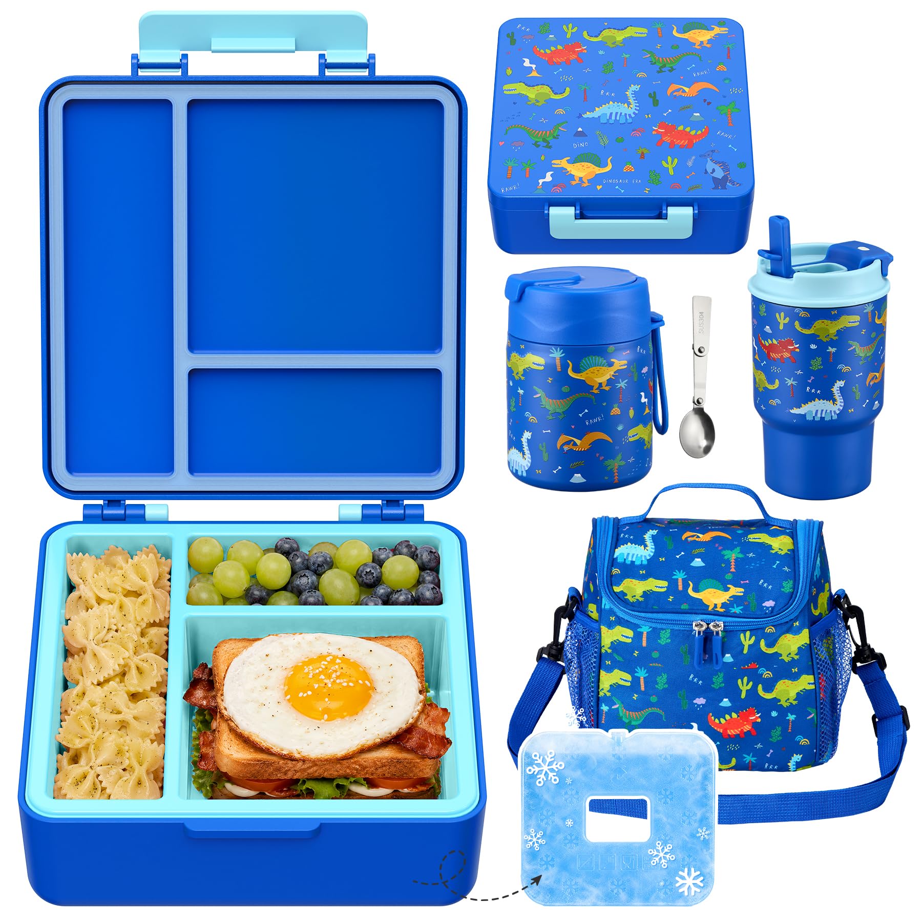 Pawtong lunch box set with bento box and 17OZ thermos