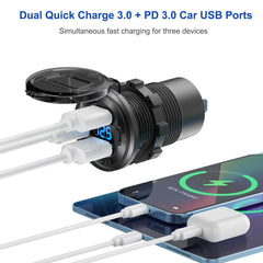 PD3.0 and QC3.0 USB ports on panel image