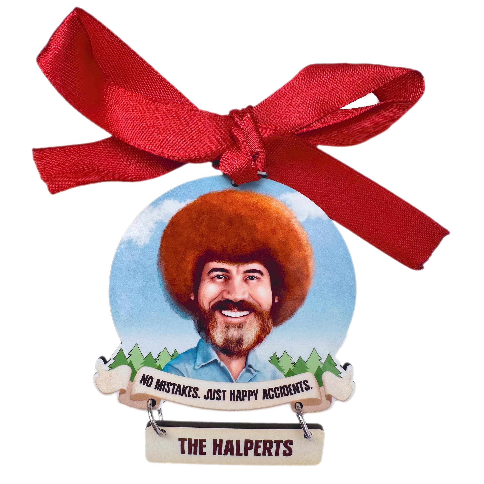 PeachyApricot Bob Ross Ornament 3x3 MDF with name personalization