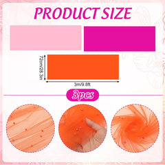 Pearl pink and orange tulle table runner 28.3 x 118.1 inch
