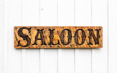 Pecan stained solid wood SALOON Sign wall art
