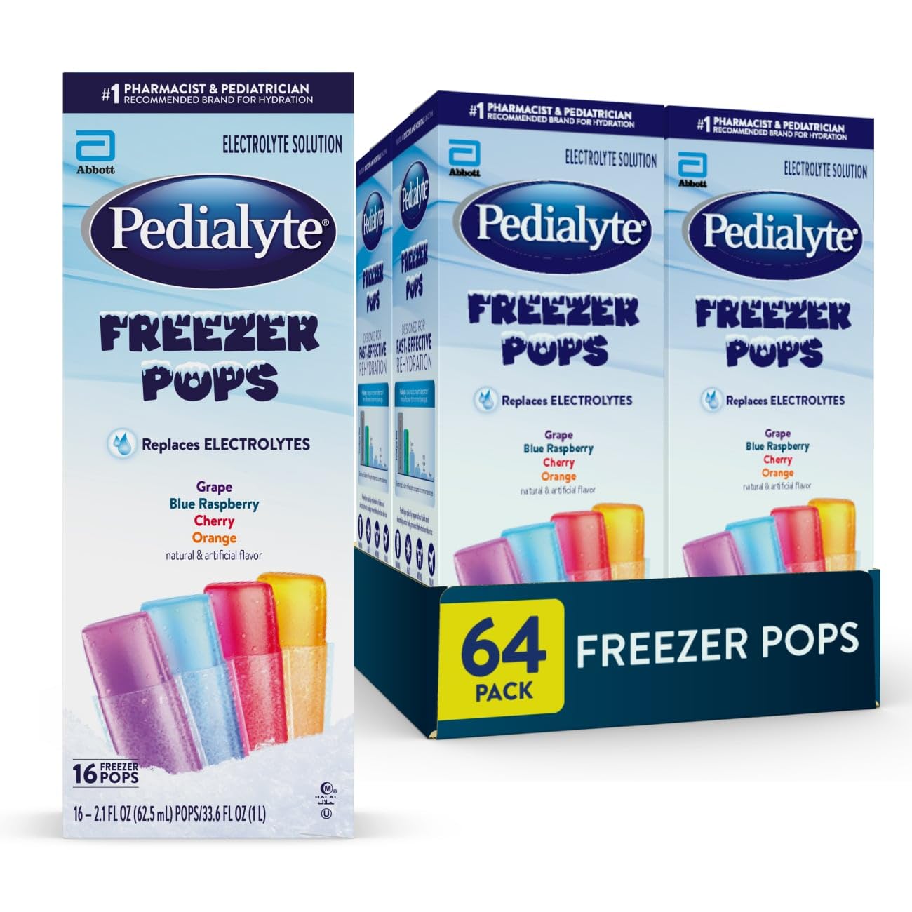 Pedialyte Electrolyte Solution Freezer Pops box packaging