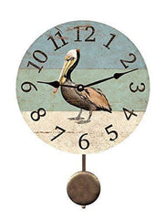 Beach themed wall clock customizable size and hand color Pelican