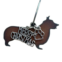 Pembroke Welsh Christmas Ornament size 2 x 1 1/4 inches rustic metal
