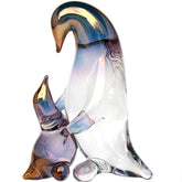 Penguin mother and baby figurine hand blown glass by Kevin Prochaska 3.5 inches tall