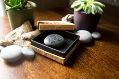 Real Irish Sea beach pebble engraving close-up