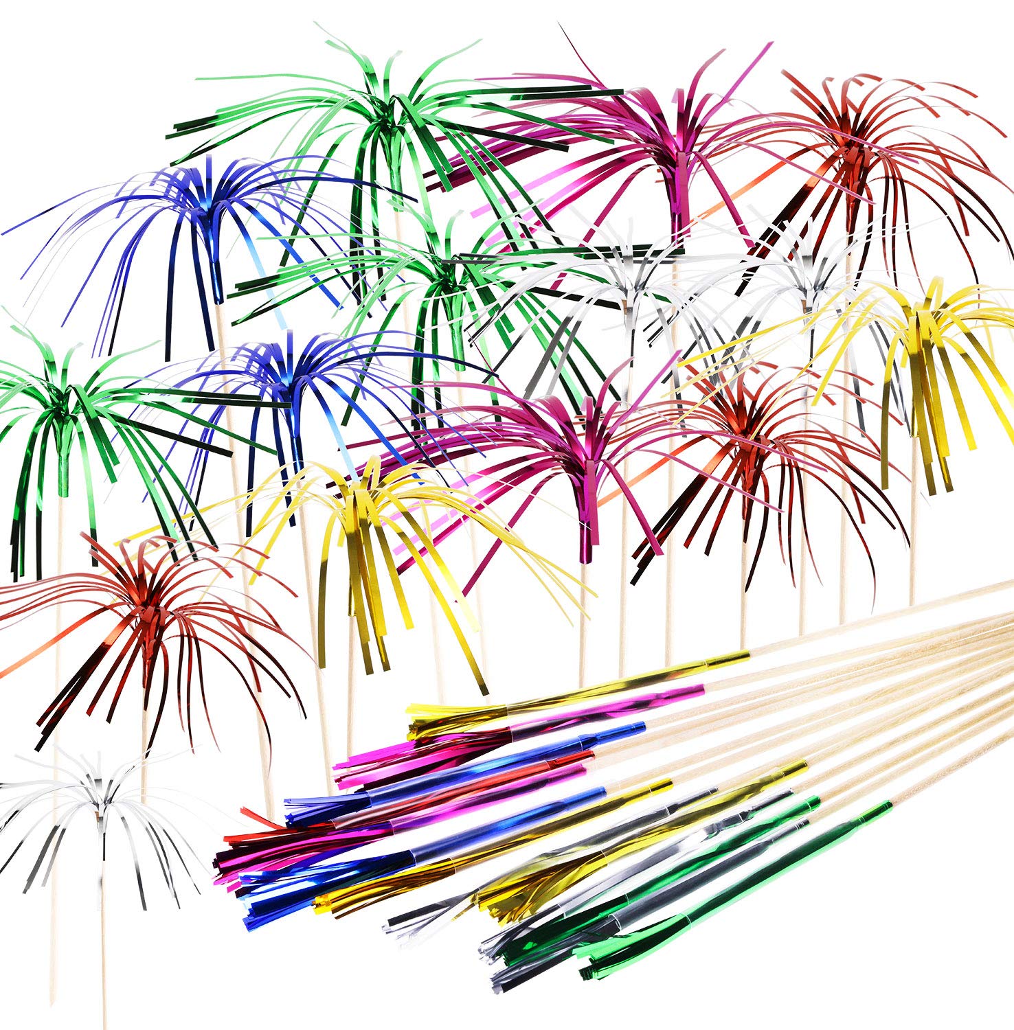 Penta Angel foil firework cupcake toppers set of 50 in multicolor