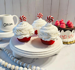 Peppermint themed fake cupcakes handmade by Dezicakes