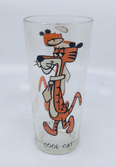 Pepsi Collector Series 16oz glass featuring Cool Cat 1973 and Warner Bros Inc design printed on both sides