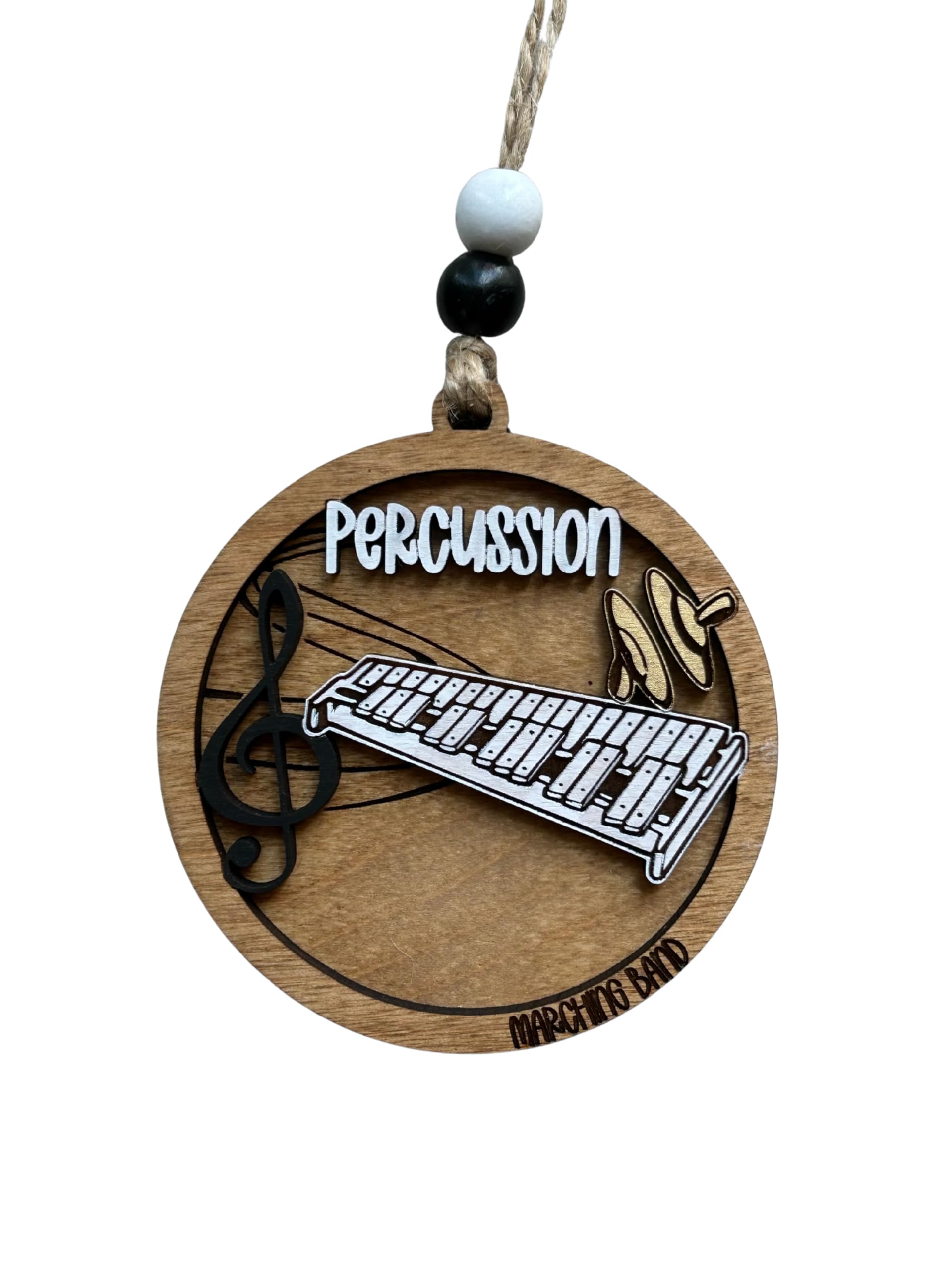 Percussion marching band christmas tree ornament wood laser cut handmade North Carolina