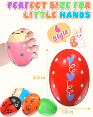 Montessori inspired egg shaker promoting hand-eye coordination rhythm