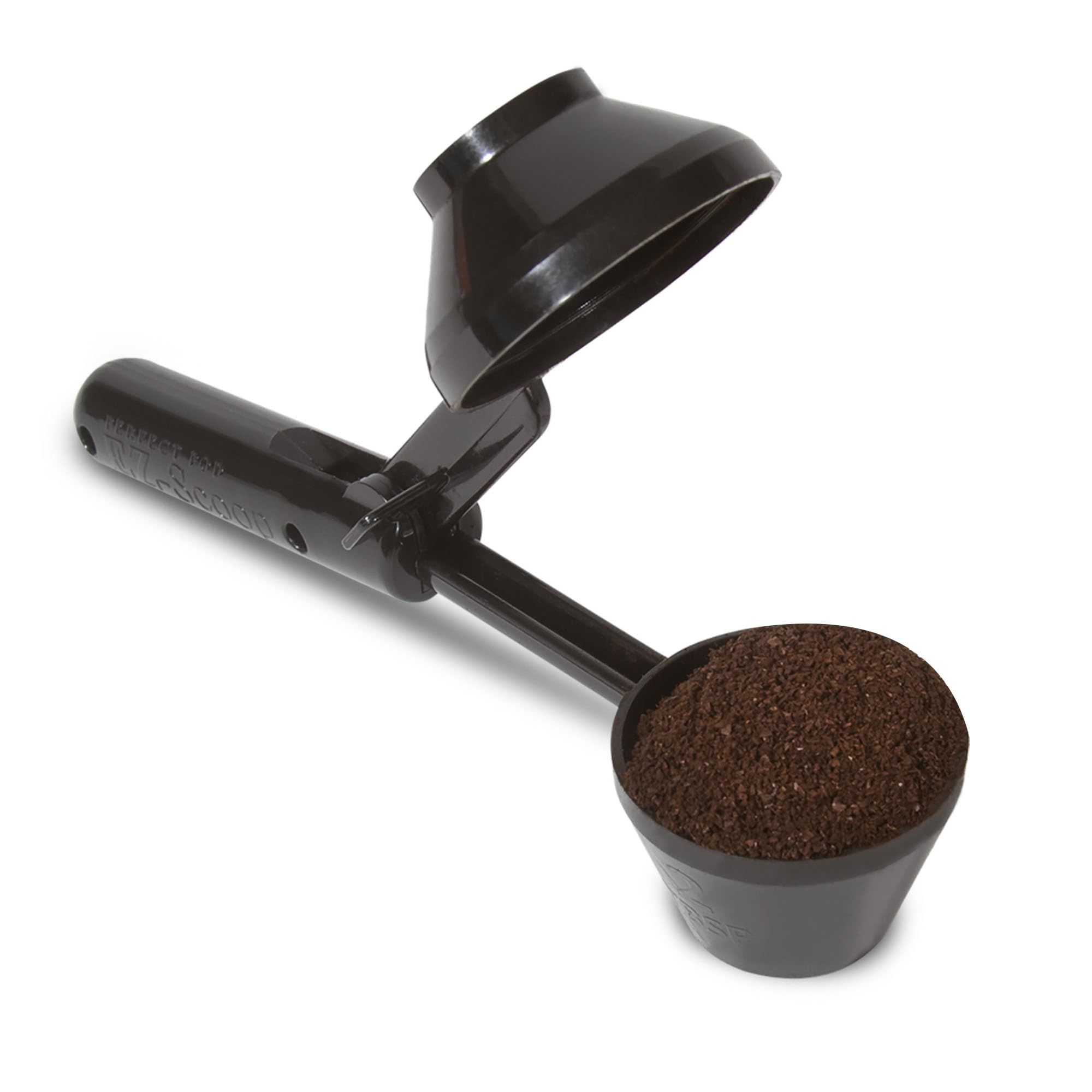 Perfect Pod EZ-Scoop black coffee scooper closeup