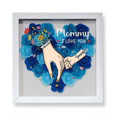 Front view of Personalised Flower Shadow Box for Mum & Grandma with Names