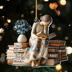 Personalized acrylic Reading Girl ornament