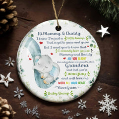 Personalized baby bump ornament with elephant design
