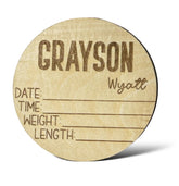 Personalized Engraved Baby Name Announcement Stat Sign product photo
