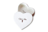 Personalized baptism gift heart keepsake box with script font